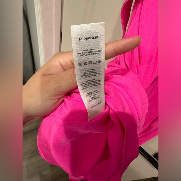 SELF PORTRAIT CHIFFON MIDI RUFFLE PLEADED PINK DRESS 12 - Picture 3 of 11